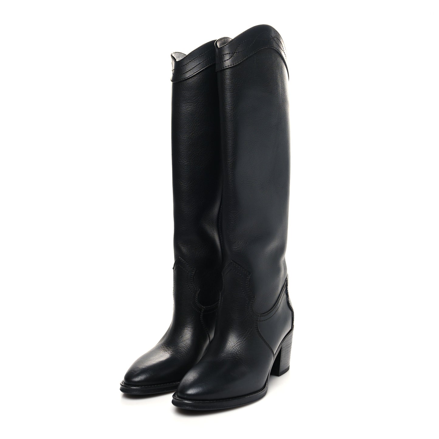Calfskin Kate 60 Western Knee High Boots 37 Black
