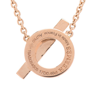 Hermes 18K Rose Gold Diamond Finesse Pendant Necklace 5 of 5