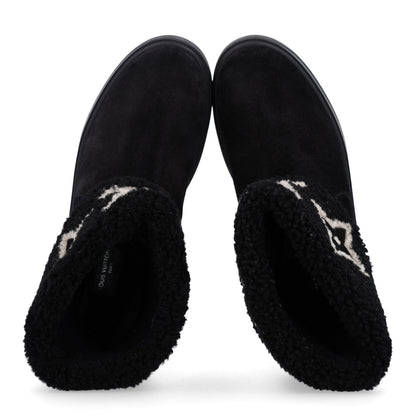 Louis Vuitton Suede Calfskin Shearling Snowdrop Flat Ankle Boot 36 Black 2 of 10