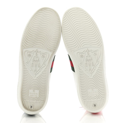 Gucci Calfskin Ayers Bee Embroidered Womens Ace Sneakers 38 White Green 5 of 9
