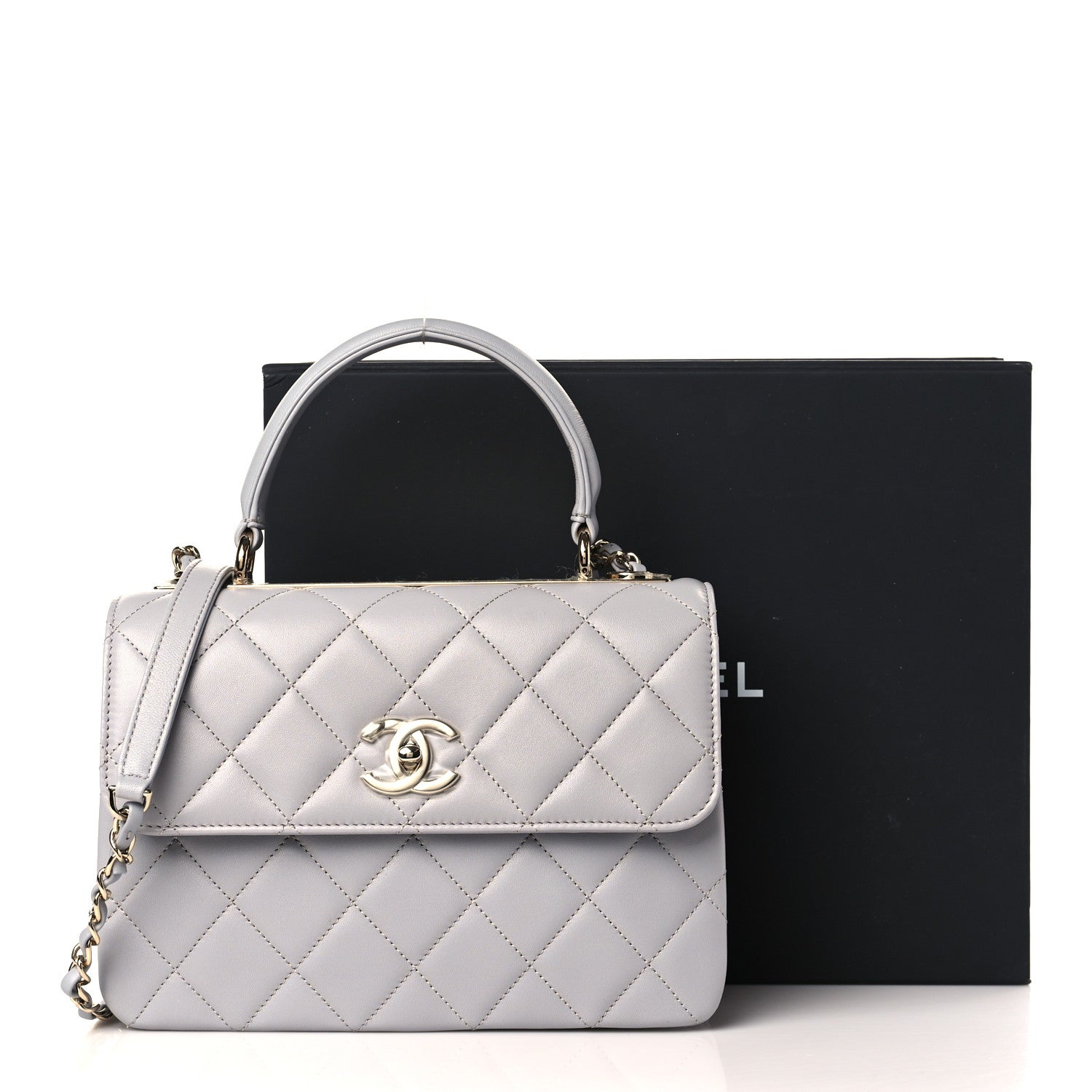 Chanel Lambskin Quilted Small Trendy CC Flap Dual Handle Bag Light Grey 10 of 10