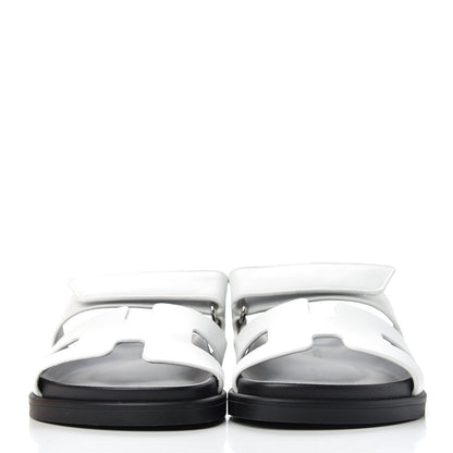 Hermes Calfskin Womens Chypre Sandals 37.5 White 2 of 11