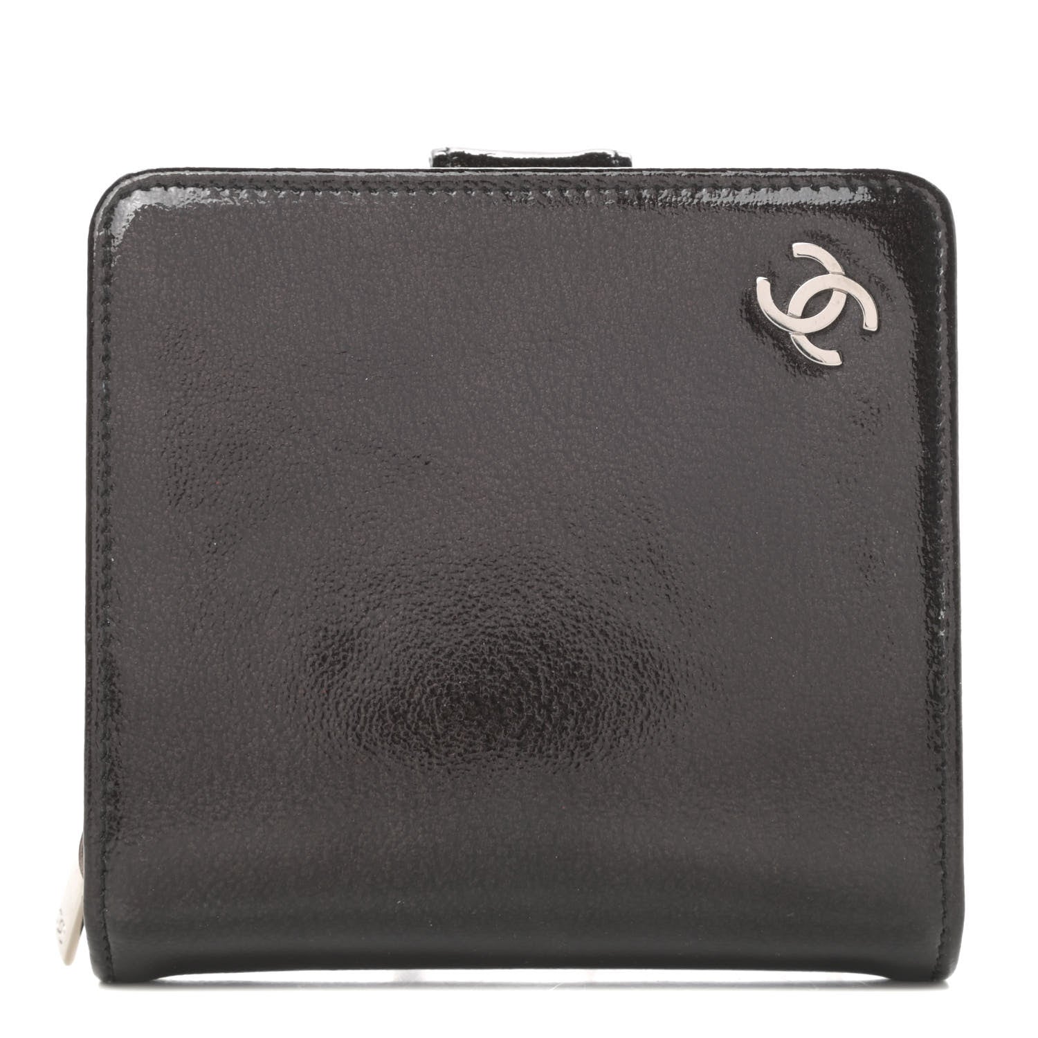 Chanel Patent Goatskin Compact French Wallet Dark Brown 1 of 12
