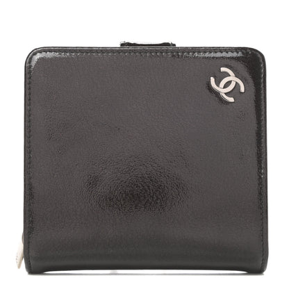 Chanel Patent Goatskin Compact French Wallet Dark Brown 1 of 12