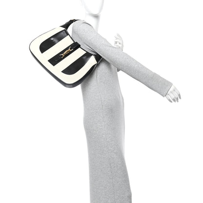 Gucci Boarded Dyana Lux Calfskin Striped Medium Jackie 1961 Hobo Black White 2 of 11