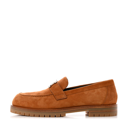 Hermes Suede Goatskin Womens Faubourg Loafers 35.5 Naturel 1 of 9