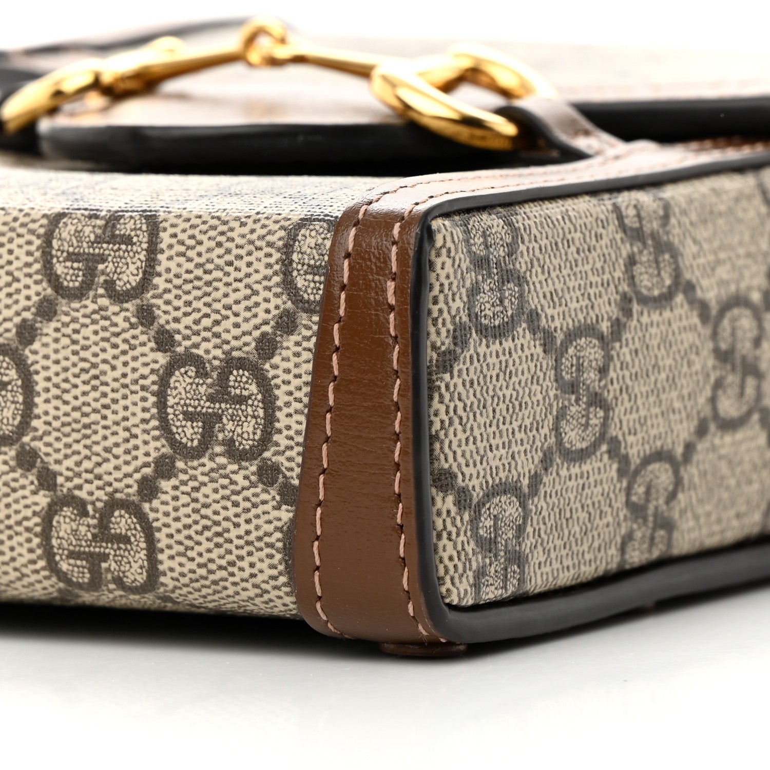 Gucci GG Supreme Monogram Mini Horsebit 1955 Crossbody Bag Beige Brown Sugar 10 of 16