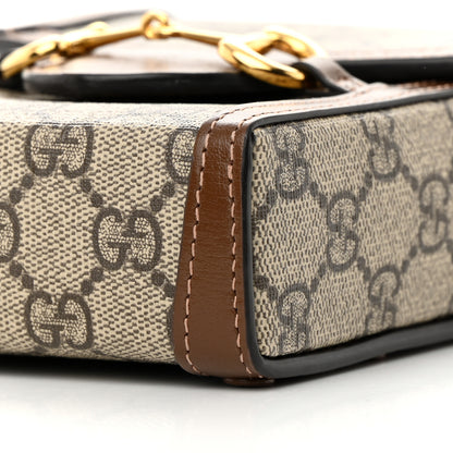 Gucci GG Supreme Monogram Mini Horsebit 1955 Crossbody Bag Beige Brown Sugar 10 of 16