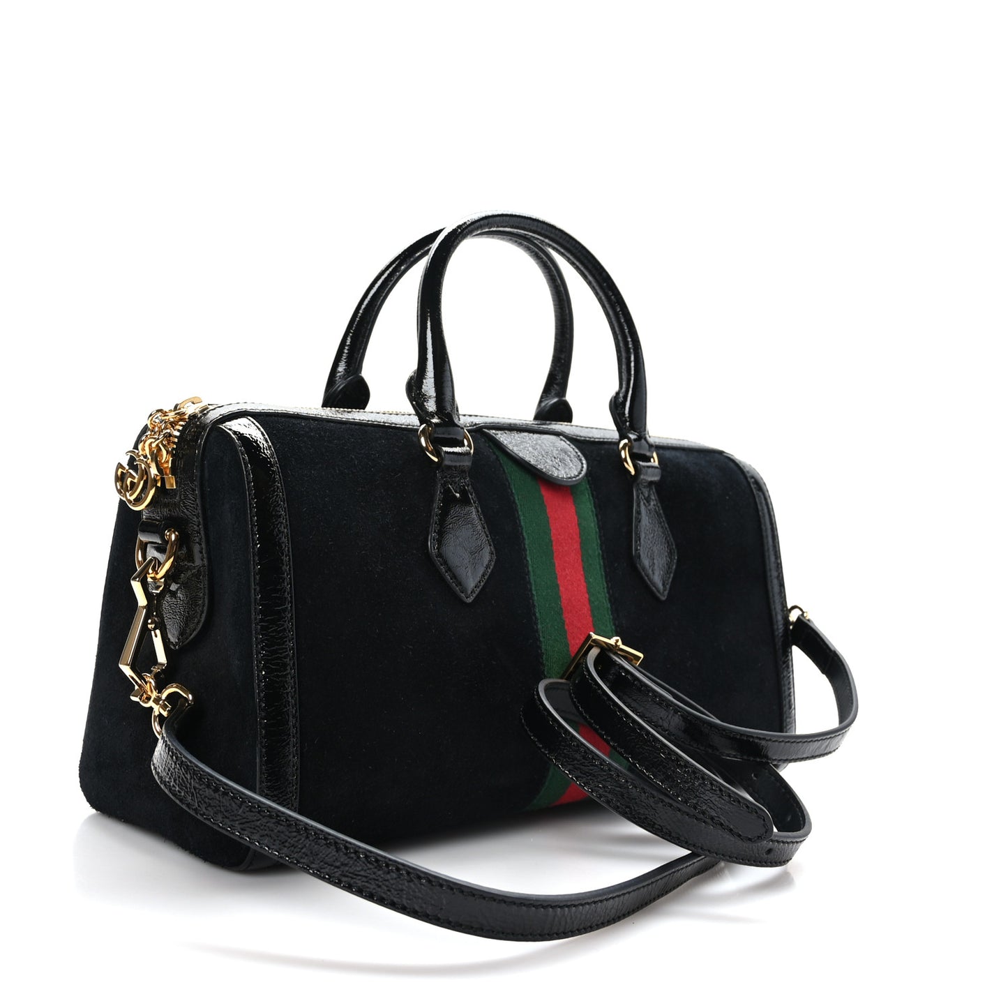 Suede Patent GG Web Medium Ophidia Boston Black