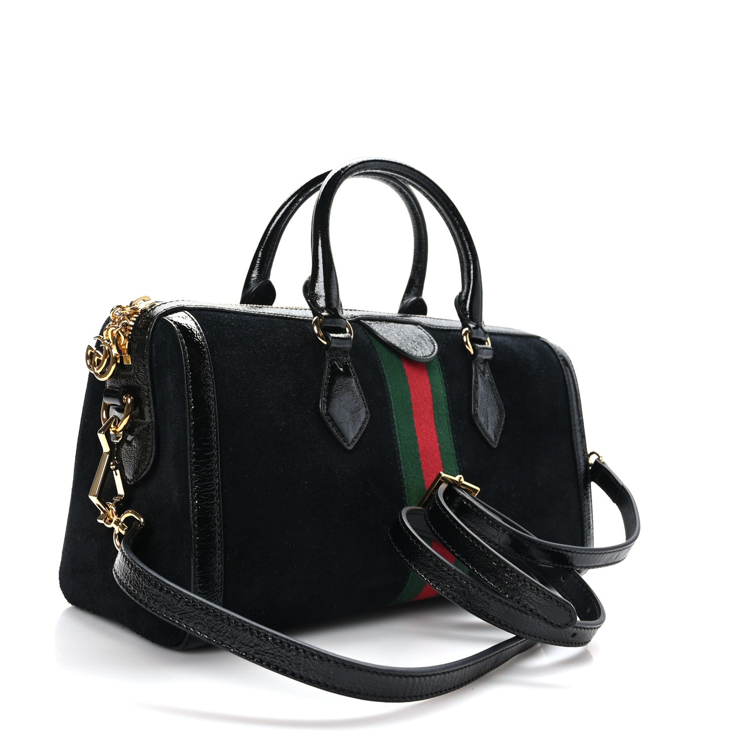 Gucci Suede Patent GG Web Medium Ophidia Boston Black 3 of 11