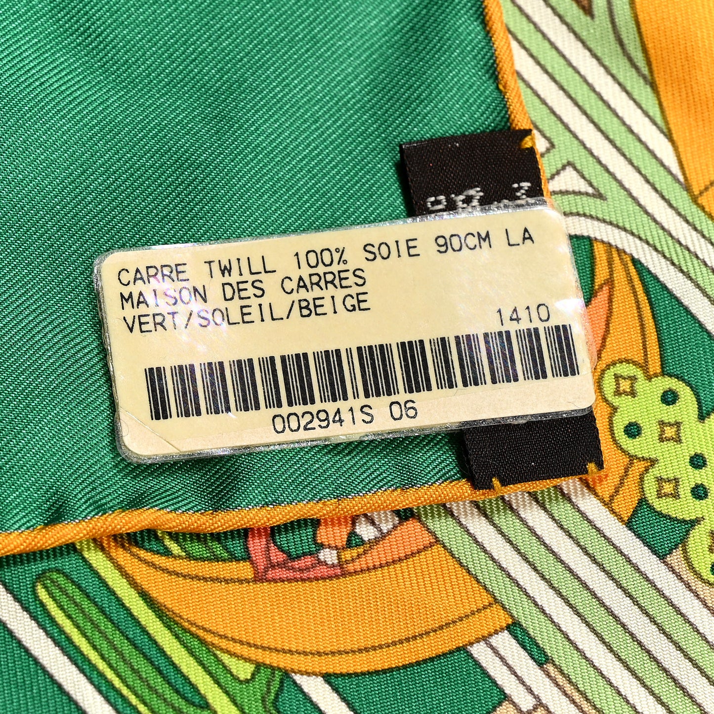 Silk La Maison Des Carres Scarf 90 Vert Soleil Beige