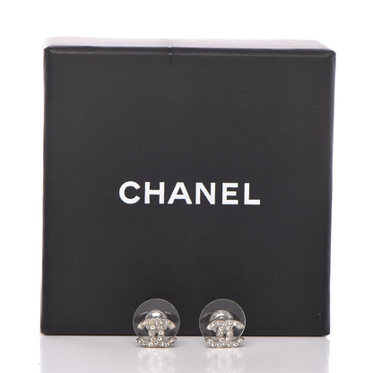 Chanel Crystal Mini Timeless CC Earrings Silver 5 of 5