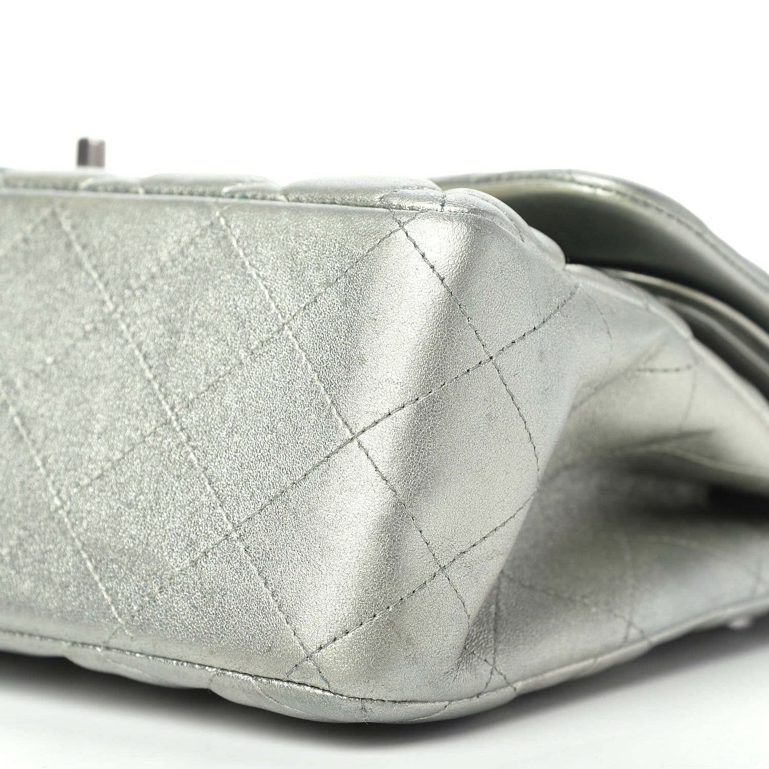 Chanel Metallic Lambskin Quilted Jumbo Double Flap Green 11 of 12