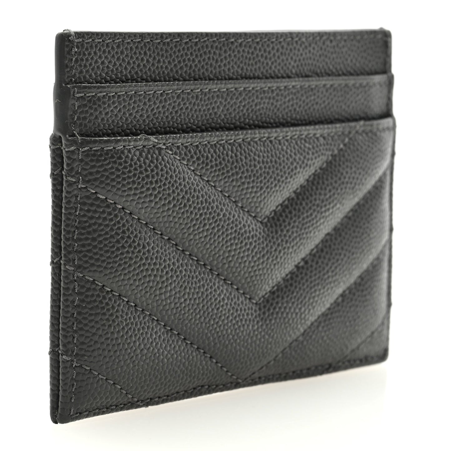 Grain De Poudre Matelasse Chevron Monogram Credit Card Case Coal