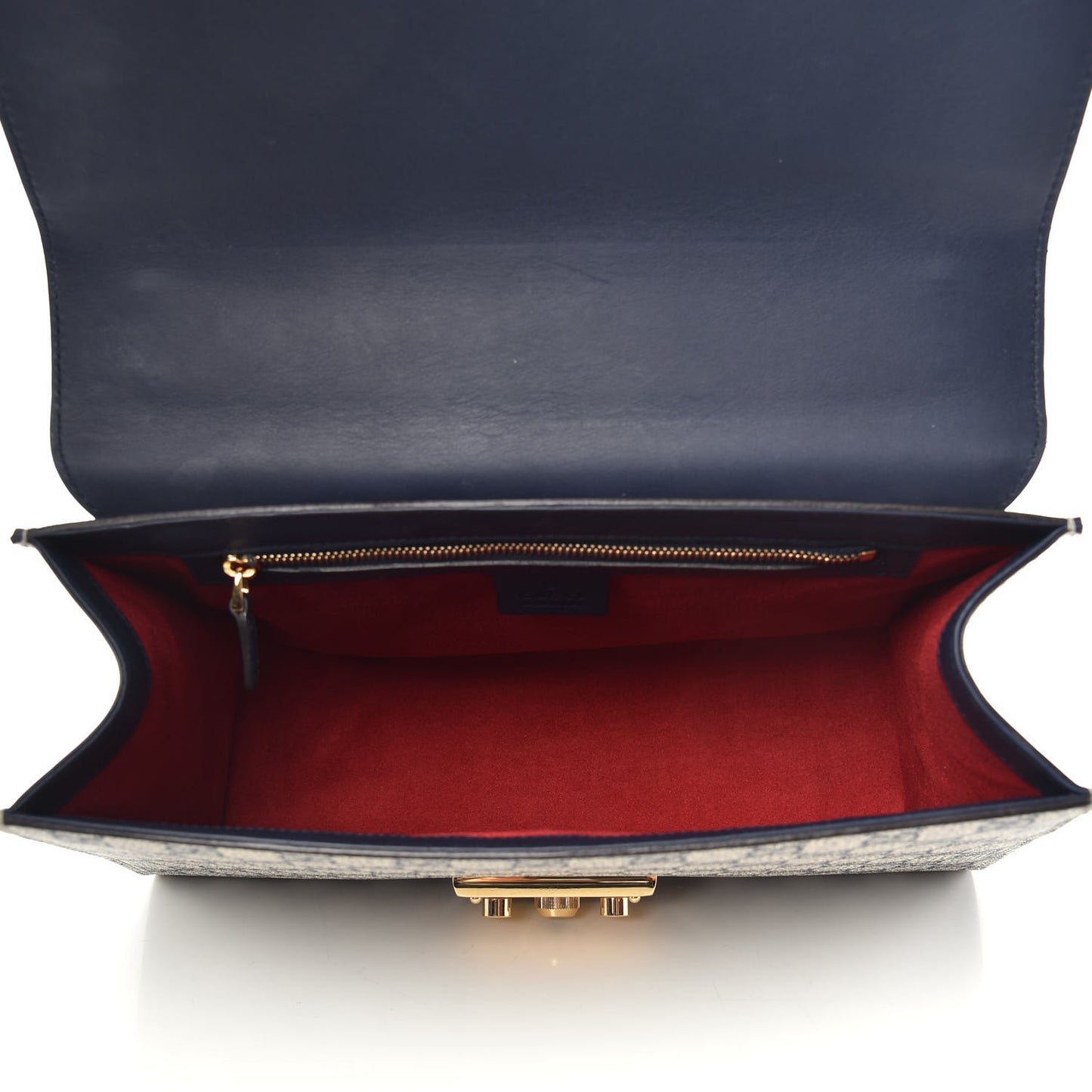 GG Supreme Monogram Calfskin Medium Padlock Shoulder Bag Beige Blue Mystic White Hibiscus Red