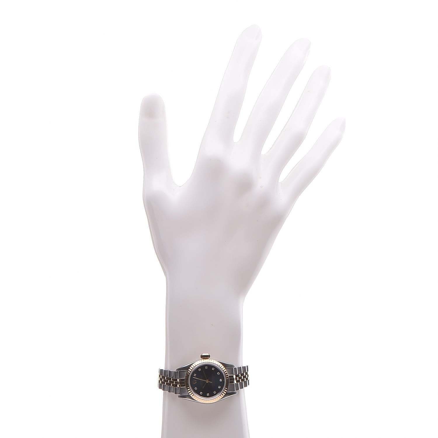 Rolex Stainless Steel 18K Yellow Gold Diamond 26mm Oyster Perpetual Datejust Watch Black 67193 2 of 6