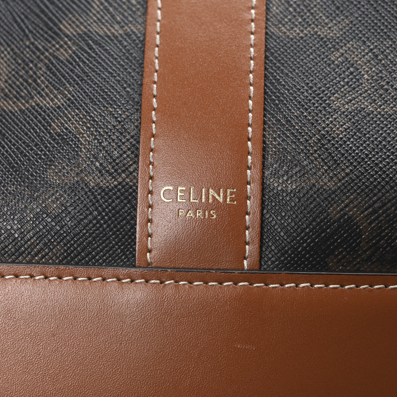 Celine Triomphe Canvas Calfskin Medium Bucket Bag Tan 6 of 10