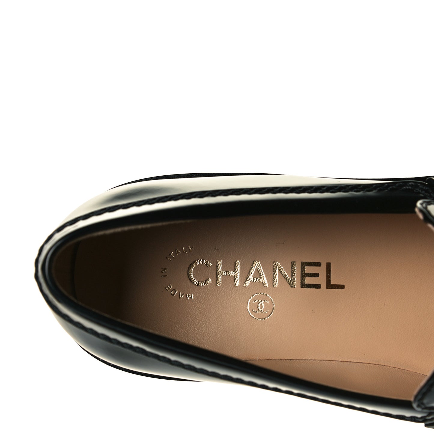 Shiny Calfskin Logo Loafers 39 Black