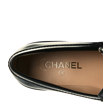 Chanel Shiny Calfskin Logo Loafers 39 Black 7 of 10