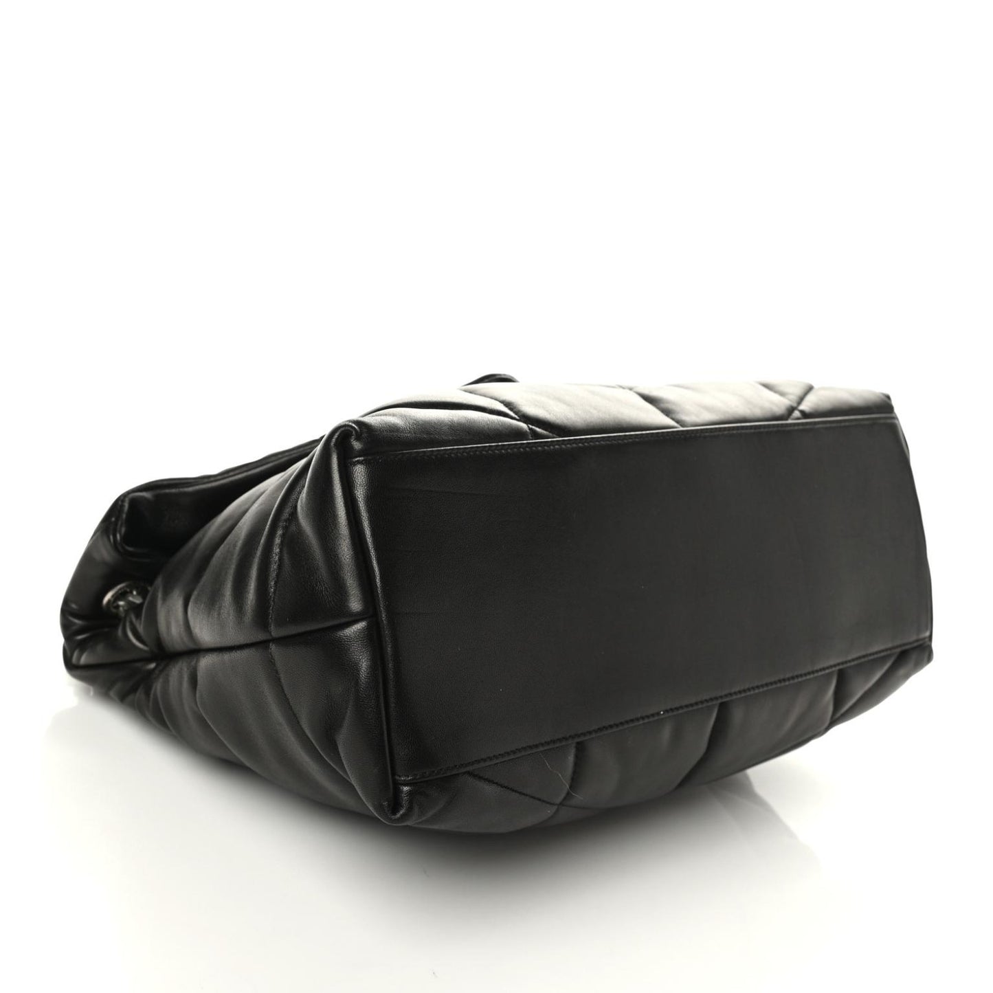 Lambskin Quilted Medium Loulou Puffer Monogram Chain Satchel Black