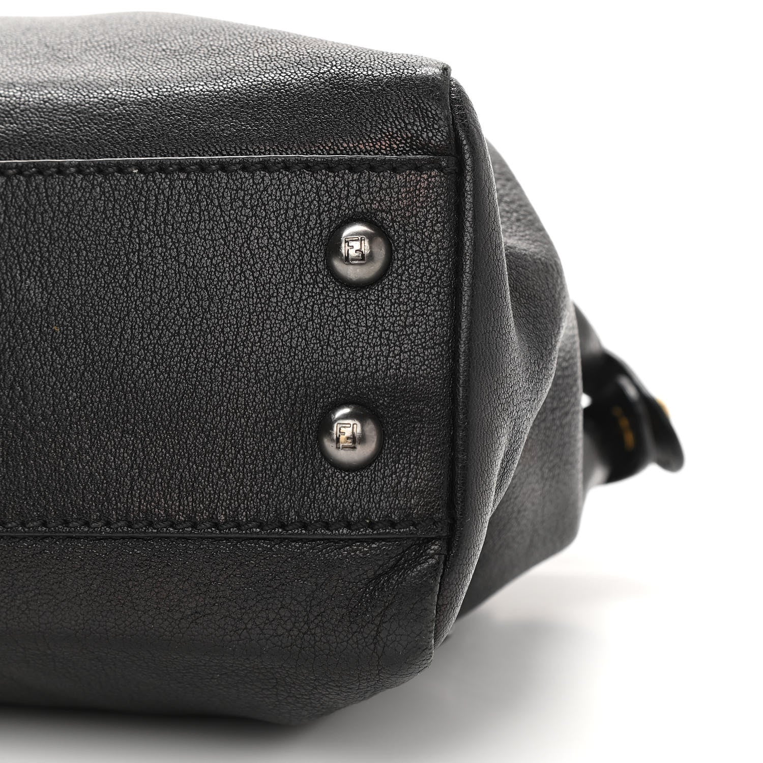 Fendi Goatskin Zucca Medium Peekaboo Iconic Satchel Black Tobacco 11 of 13