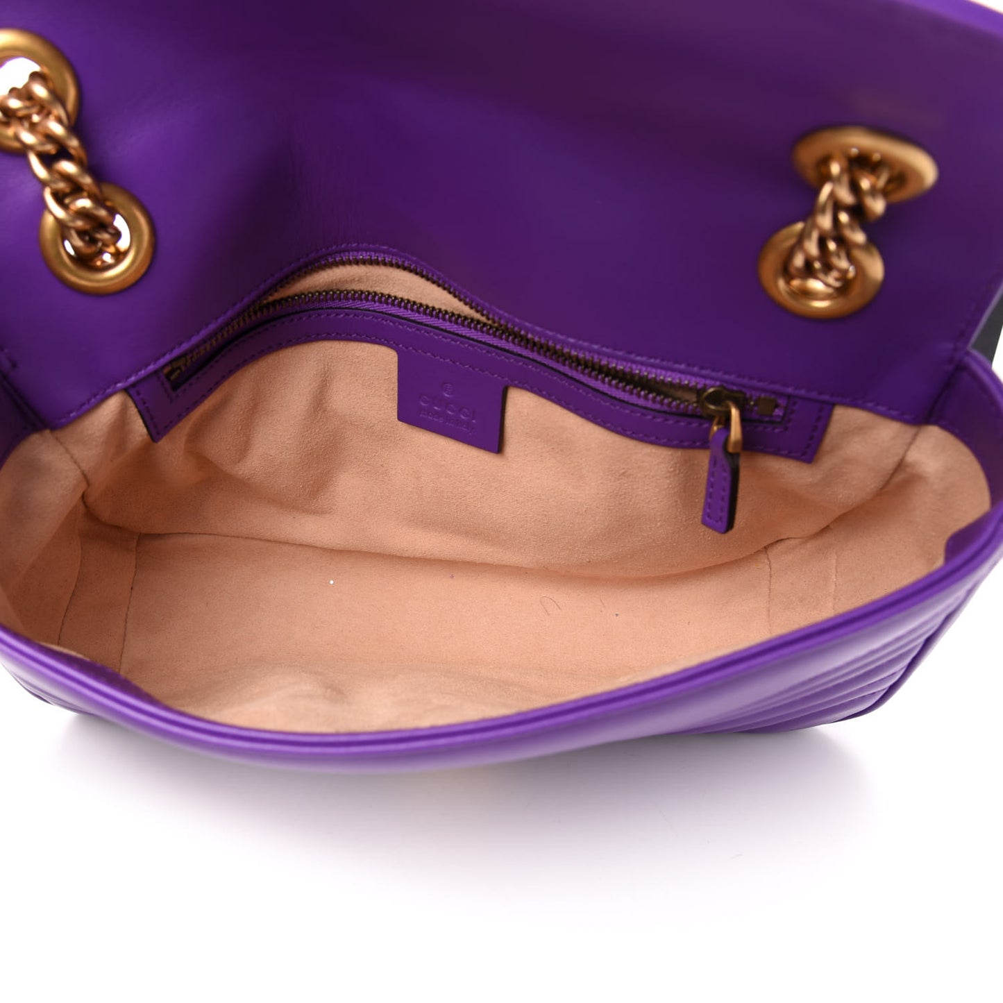 Calfskin Matelasse Small GG Marmont Shoulder Bag Shine Purple