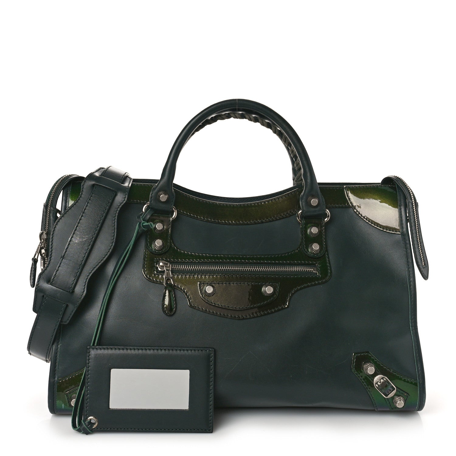 Balenciaga Smooth Calfskin Metallic Patent Giant 12 Silver Hardware City Vert Poker Fonce 1 of 8