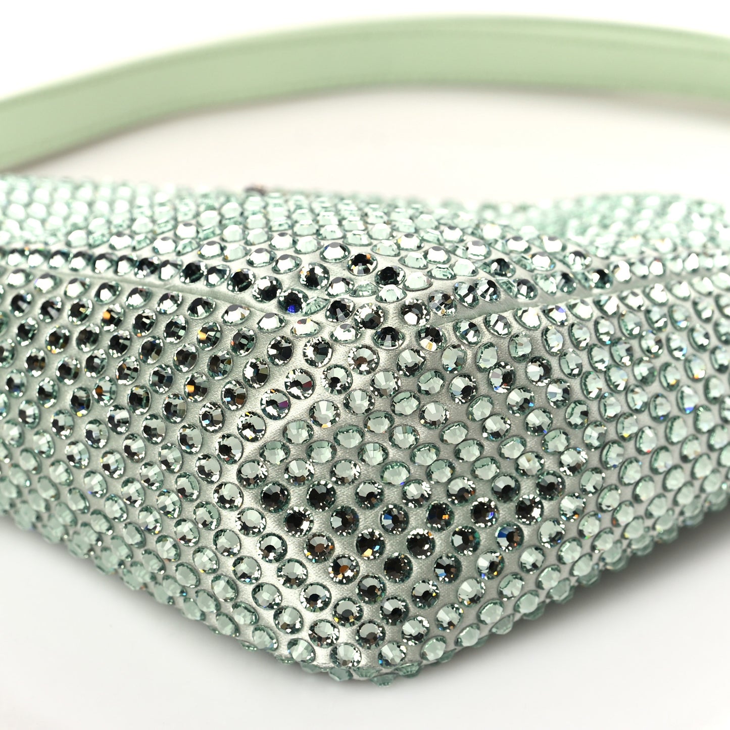 Satin Crystal Triangle Pouch Acqua