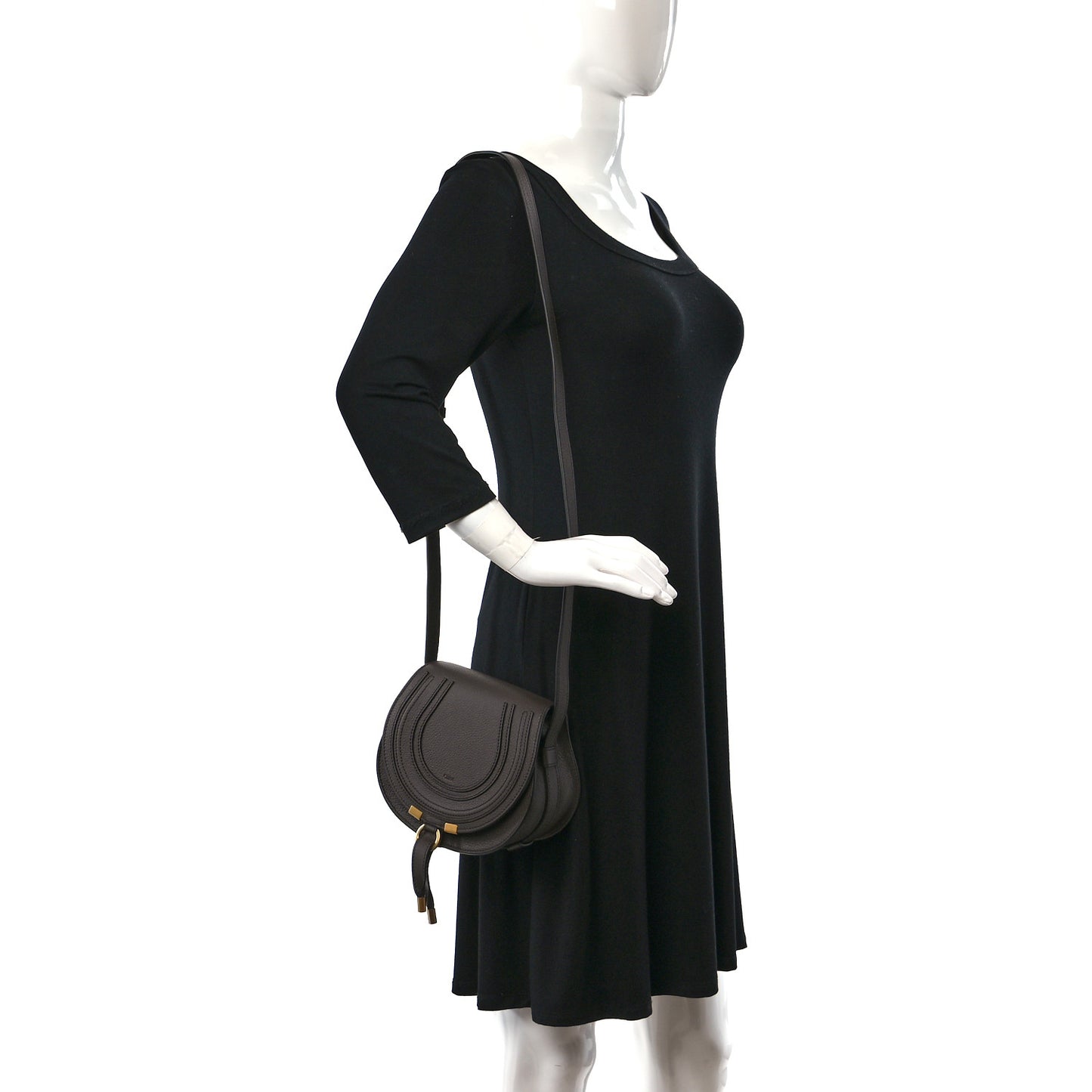 Grained Calfskin Small Marcie Saddle Bag Bold Brown
