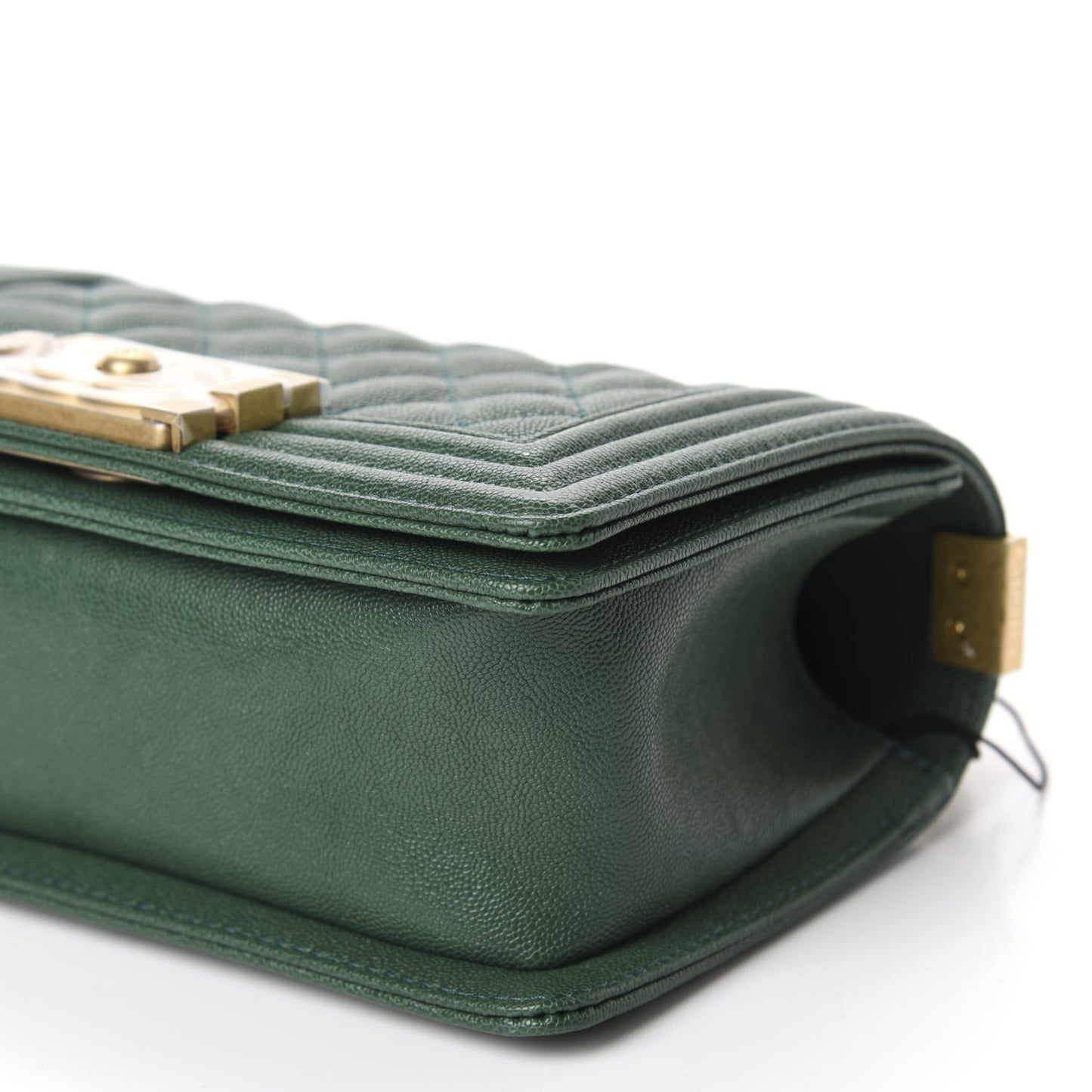 Caviar Quilted Small Boy Flap Green