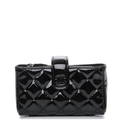 Chanel Patent Quilted Mini Phone Holder Clutch Black 1 of 7