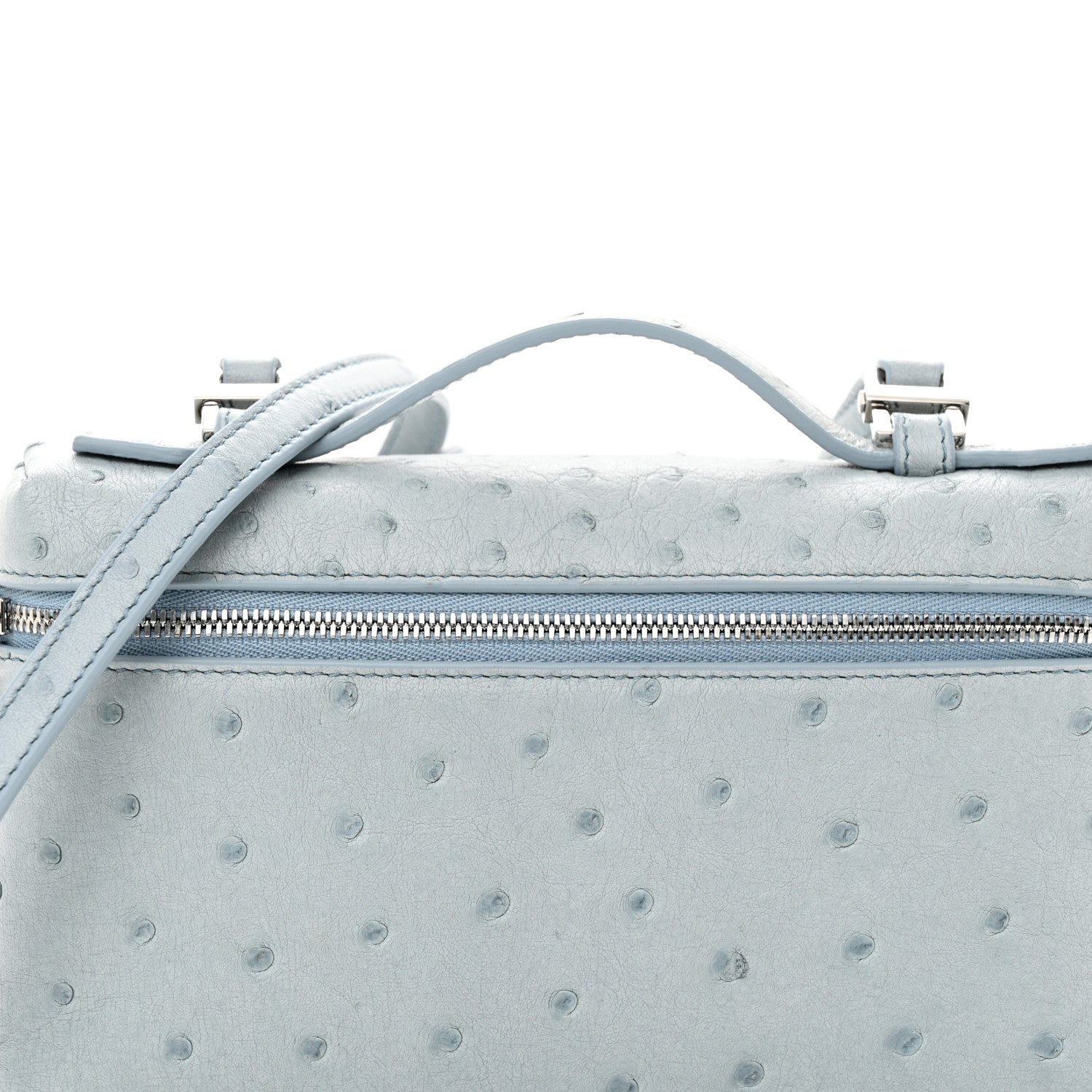 Loro Piana Ostrich L19 Extra Pocket Pouch Blue Celadon 7 of 10
