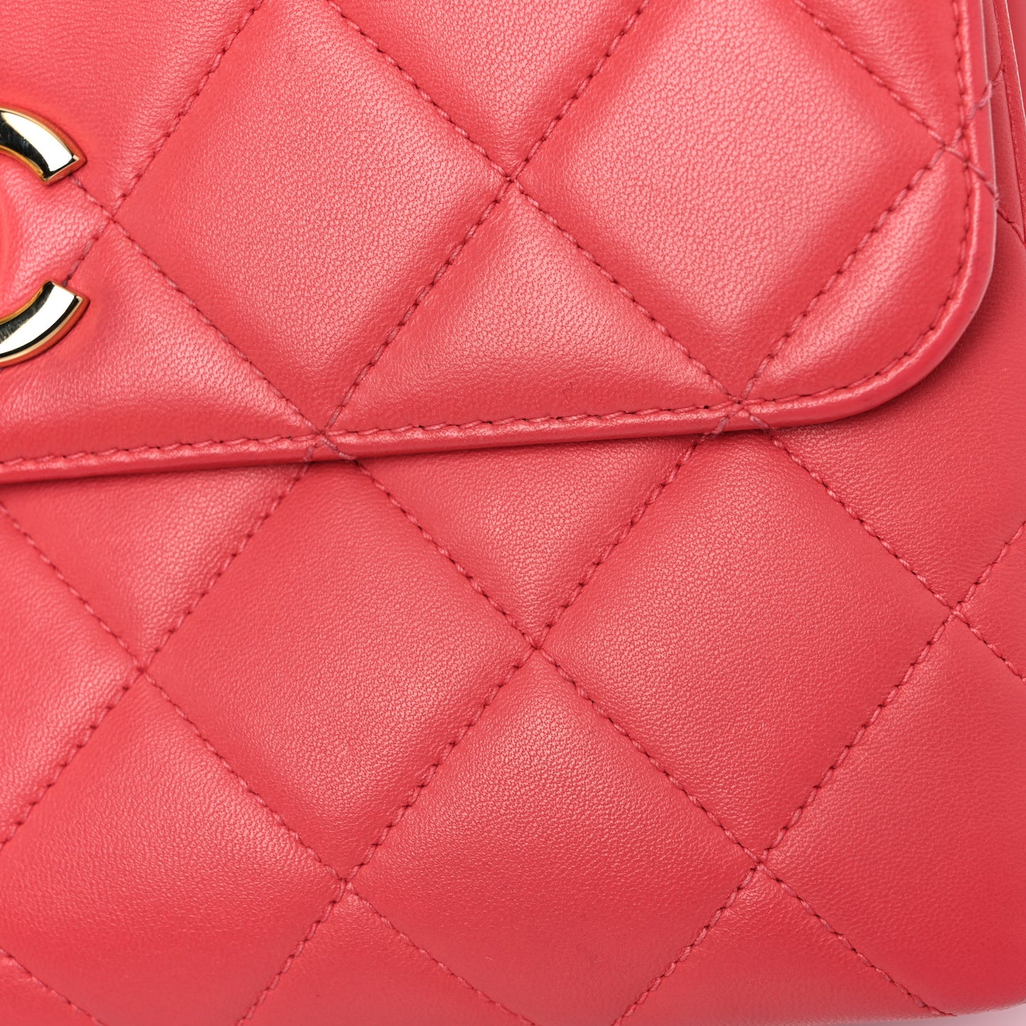 Lambskin Quilted Small Trendy CC Flap Dual Handle Bag Coral