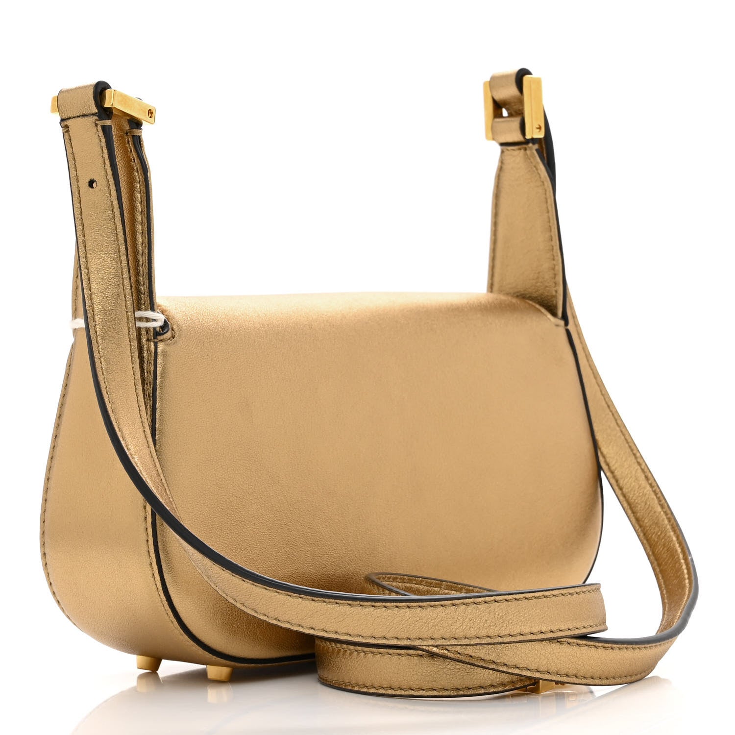 Valentino Garavani Laminated Nappa Small Vlogo Chain Shoulder Bag Antique Brass 3 of 12