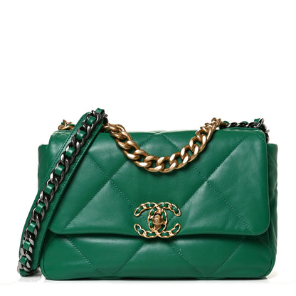 Chanel Lambskin Quilted Medium Chanel 19 Flap Green 1 of 11