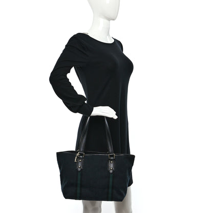 Gucci Denim Monogram Medium Jolicoeur Tote Black 2 of 9