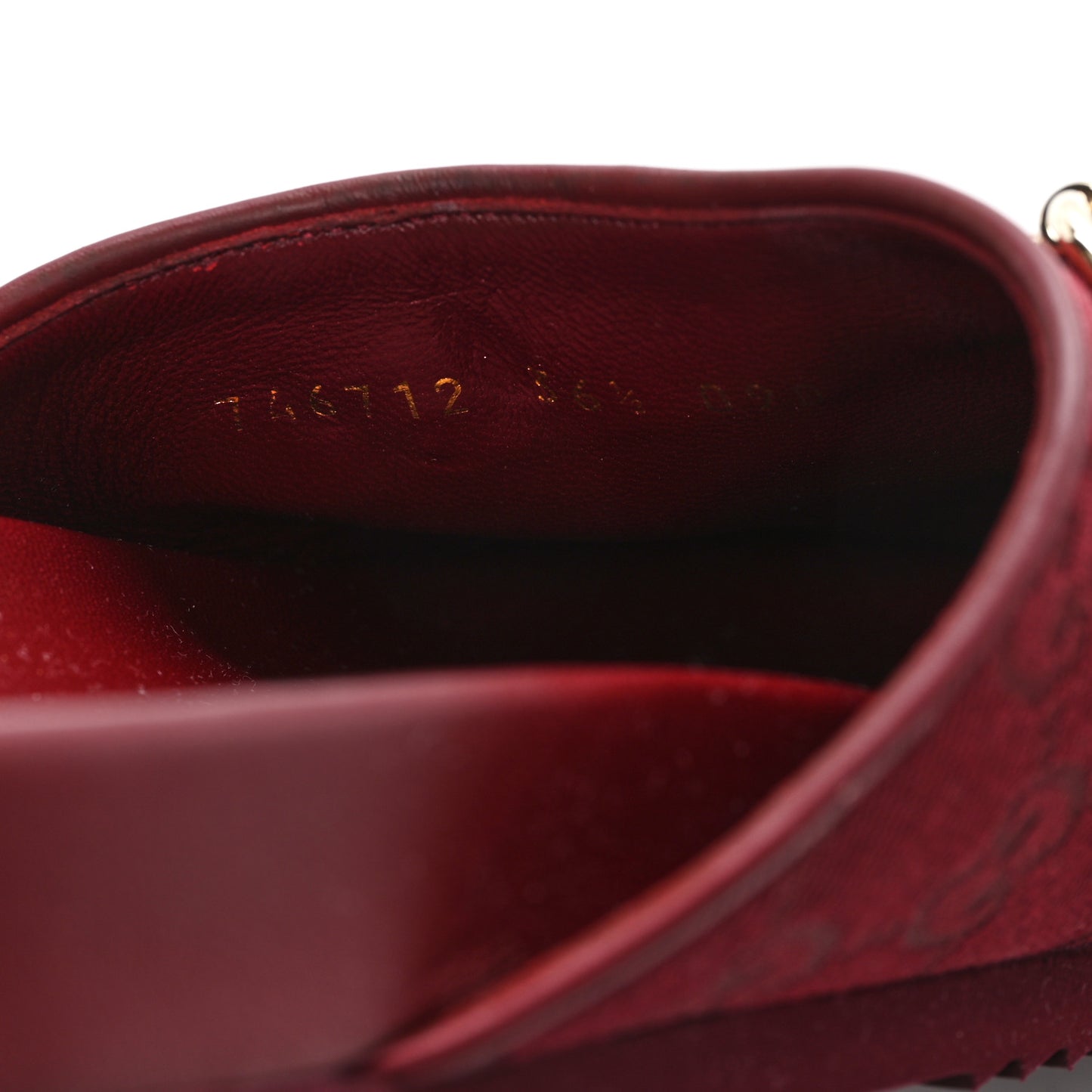 GG Supreme Monogram Womens Horsebit Slippers 36.5 Rosso Ancora