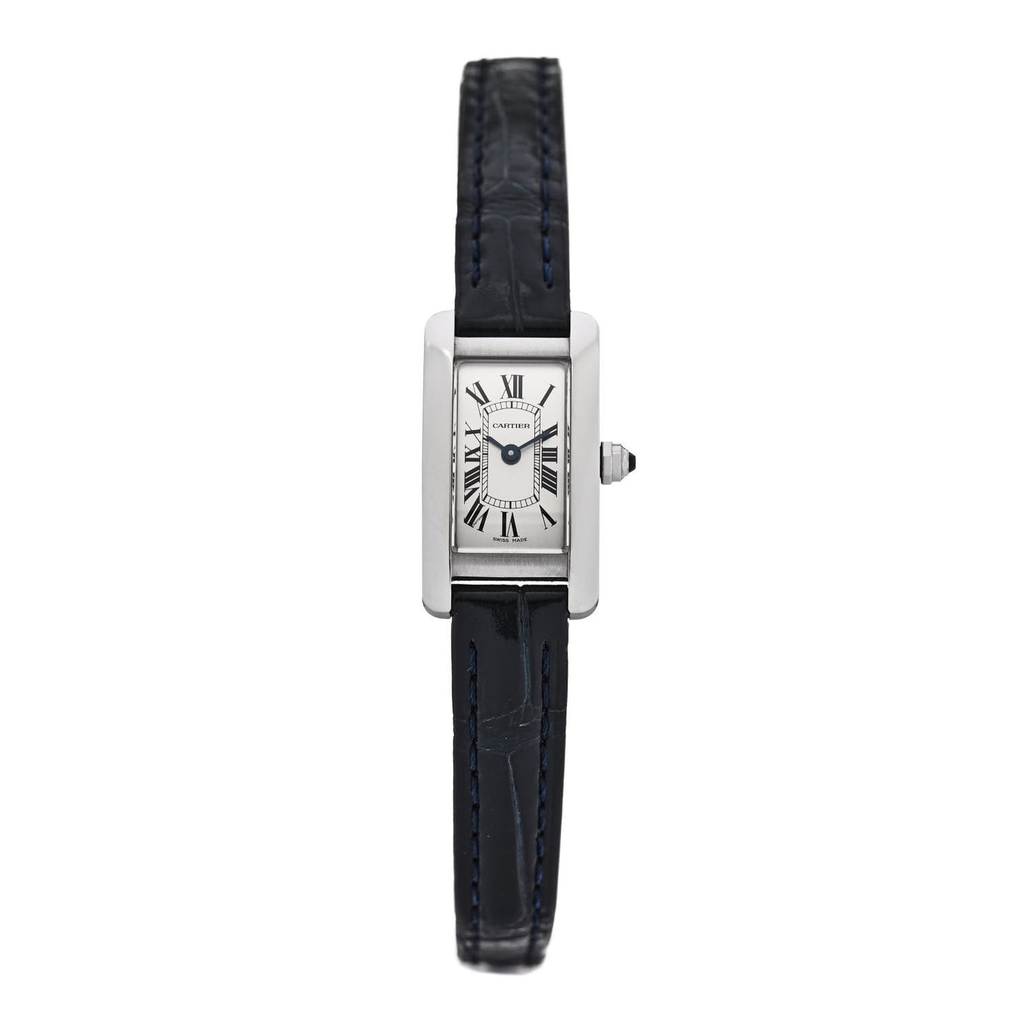 Stainless Steel Alligator 15mm Tank Americaine Quartz Watch