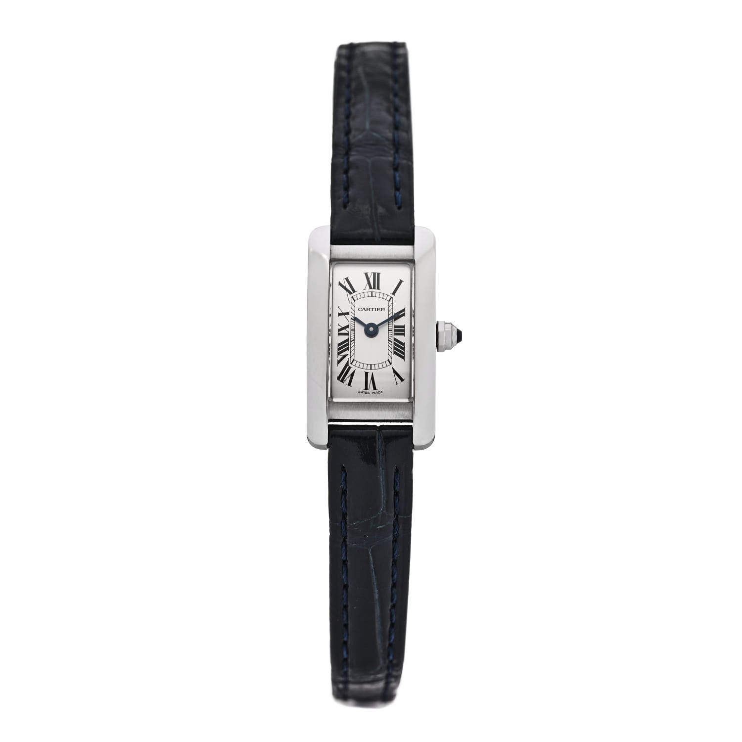 Cartier Stainless Steel Alligator 15mm Tank Americaine Quartz Watch 1 of 5