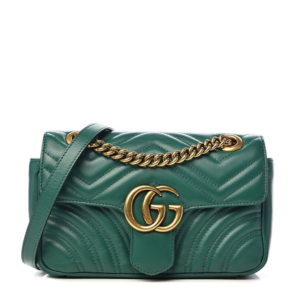 Gucci Calfskin Matelasse Mini GG Marmont Shoulder Bag Emerald Green 1 of 11