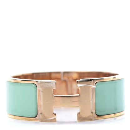 Hermes Enamel Wide Clic Clac H Bracelet PM Vert Aqua 1 of 5