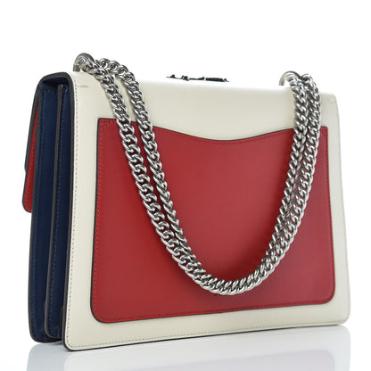 Gucci Calfskin Bee Embroidered Medium Dionysus Shoulder Bag White Blue Hibiscus Red 4 of 13