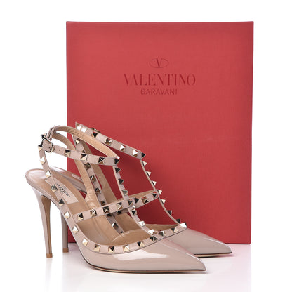 Valentino Garavani Patent Rockstud Ankle Strap Pumps 40 Poudre 12 of 12