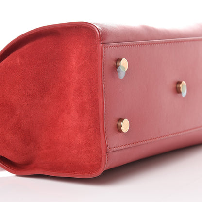 Saint Laurent Calfskin Suede Baby Monogram Downtown Cabas Red 12 of 12