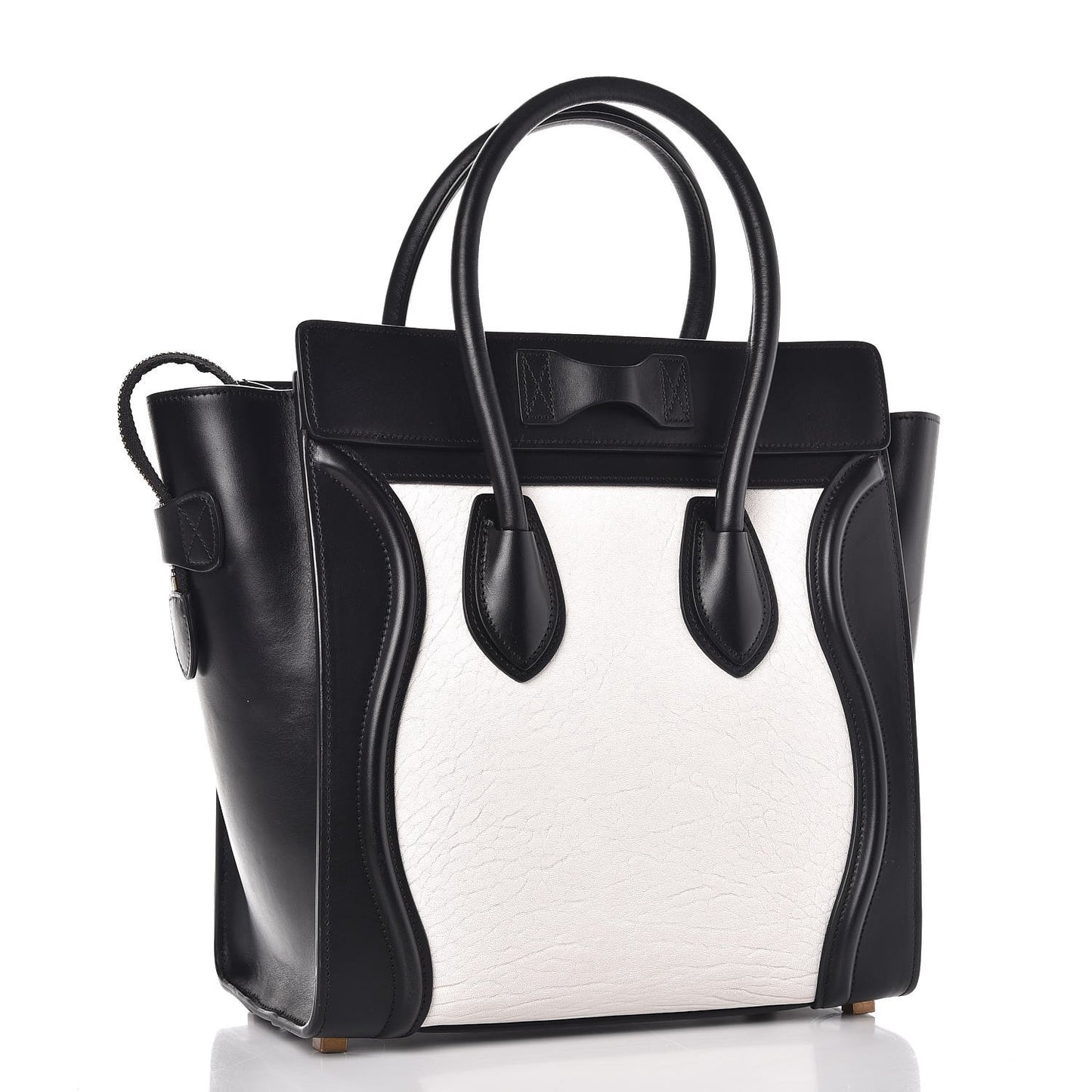 Calfskin Shrunken Lambskin Bicolor Micro Luggage Black White