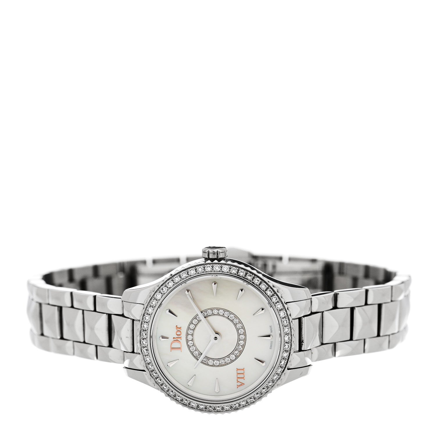 Christian Dior Stainless Steel Diamond Bezel 25mm Dior VIII