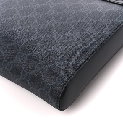 Gucci GG Supreme Monogram Appia Calfskin Web Flat Messenger Bag Black Grey 11 of 11