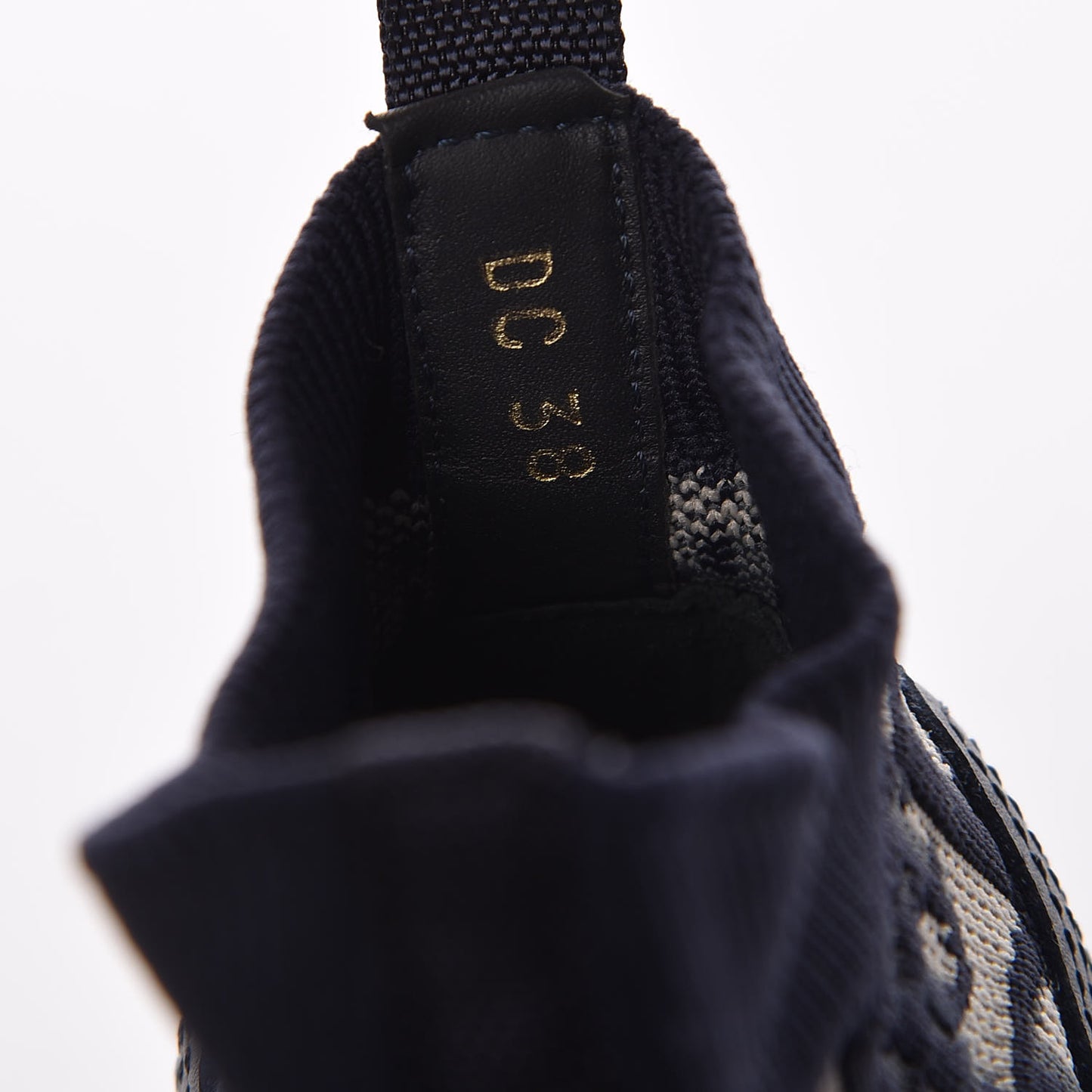 Technical Knit Calfskin Oblique Womens Walk'n Dior Mid Top Sneakers 38 Deep Blue
