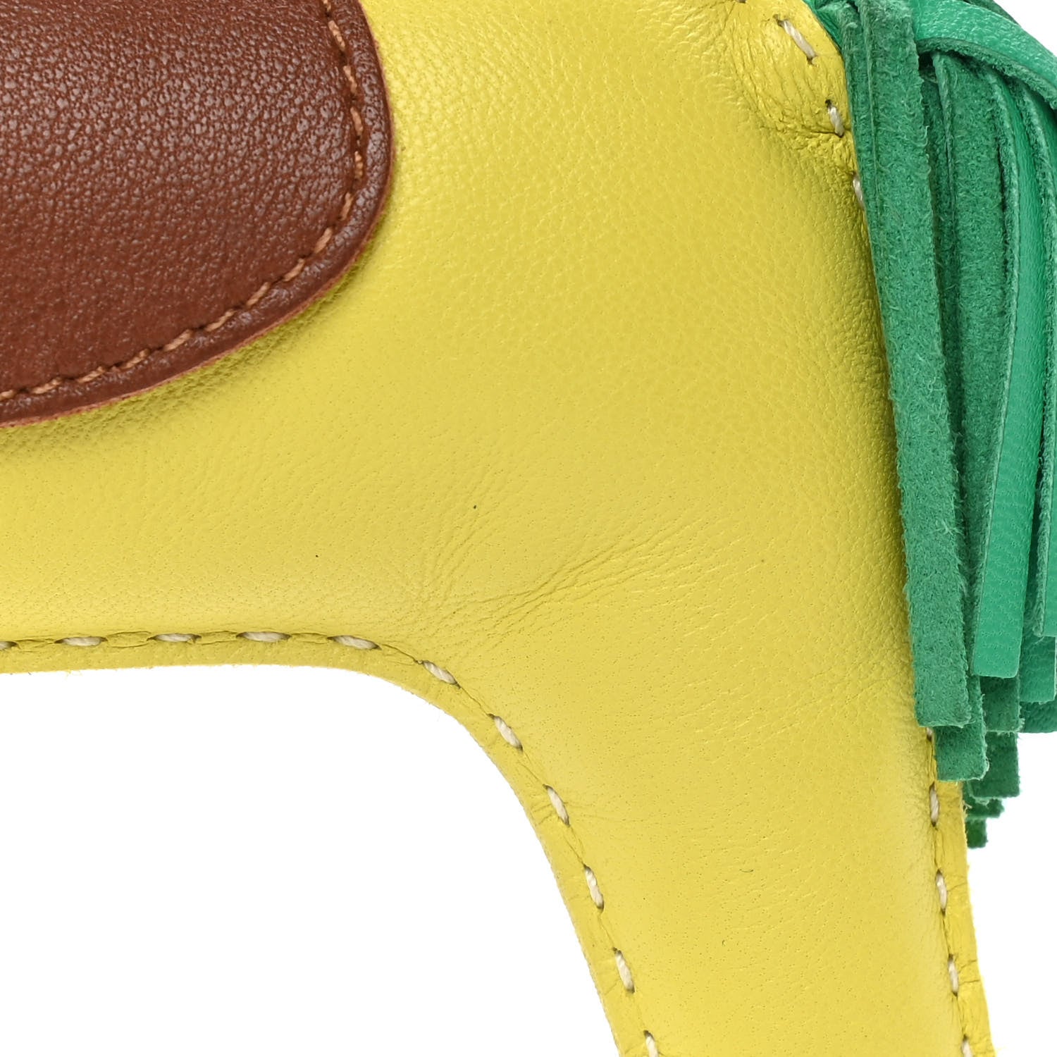 Hermes Milo Lambskin Grigri Rodeo Horse Bag Charm GM Lime Menthe Fauve 5 of 8