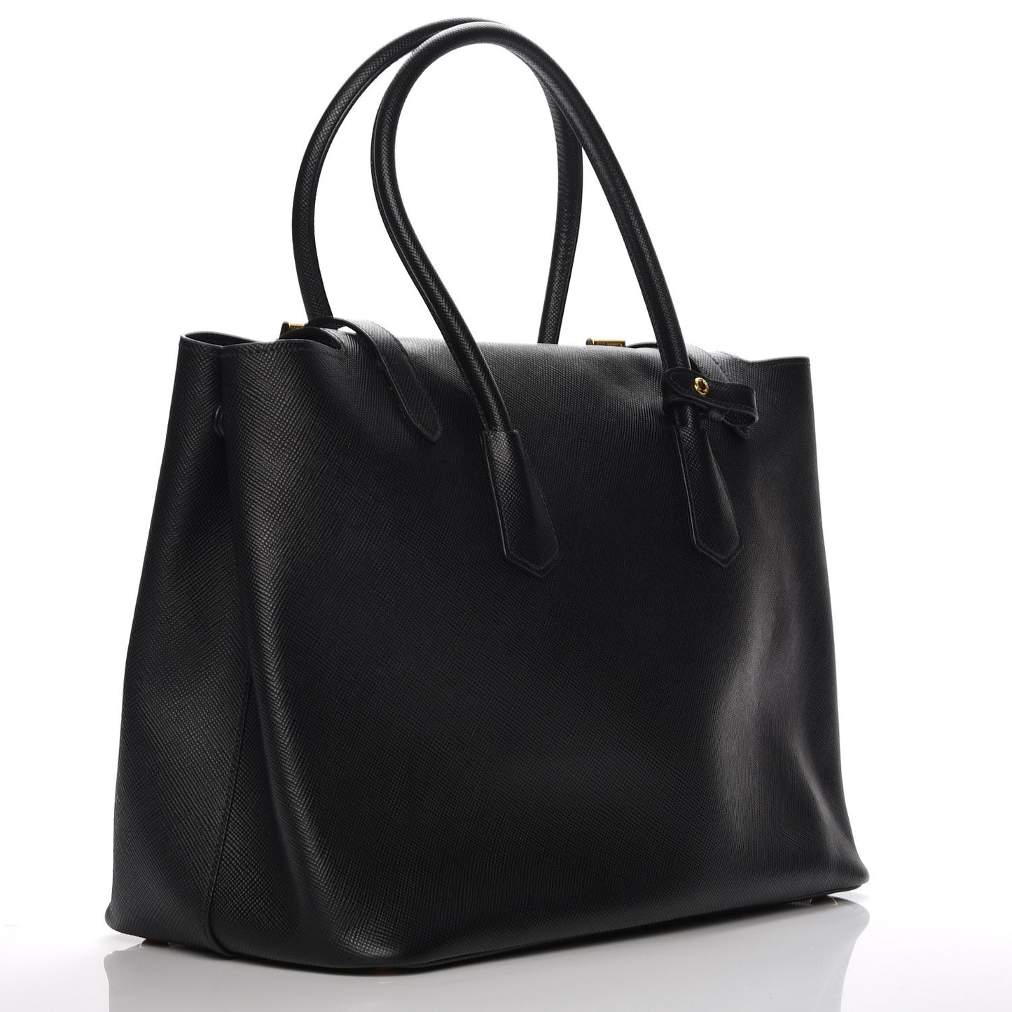 Saffiano Cuir Buckle Tote Nero Black
